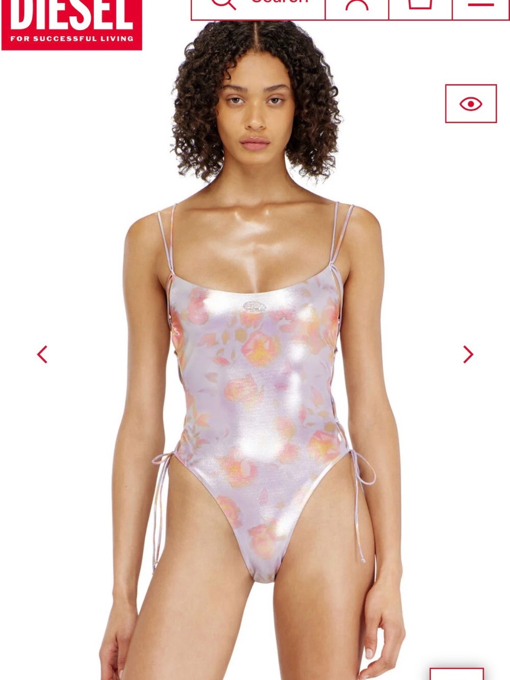 Desigual Floral Iridescent Pink Lavender One-Piece Swimsuit